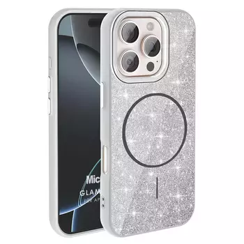 Microsonic Apple iPhone 16 Pro Max Kılıf GlamGrip Luxe Gümüş