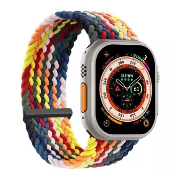 Microsonic Apple Watch SE 3 40mm Kordon, (Large Size, 160mm) Knitted Fabric Single Loop Multi Color