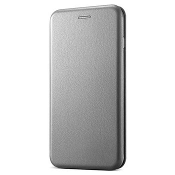 Microsonic Huawei Y7P Kılıf Slim Leather Design Flip Cover Gri