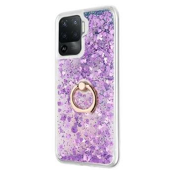 Microsonic Oppo Reno 5 Lite Kılıf Glitter Liquid Holder Mor