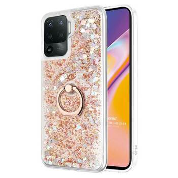 Microsonic Oppo Reno 5 Lite Kılıf Glitter Liquid Holder Gold