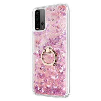 Microsonic Xiaomi Redmi 9T Kılıf Glitter Liquid Holder Pembe