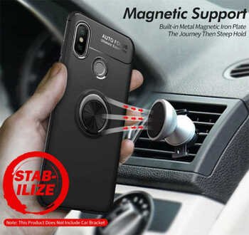 Microsonic Xiaomi Redmi Note 7 Kılıf Kickstand Ring Holder Siyah