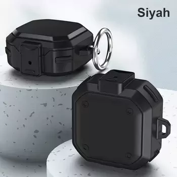 Microsonic Samsung Galaxy Buds Pro Kılıf Darbeye Dayanıklı Sert Koruyucu + Askılık Siyah