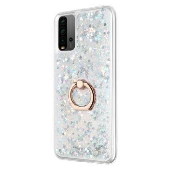 Microsonic Xiaomi Redmi 9T Kılıf Glitter Liquid Holder Gümüş