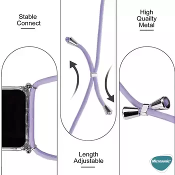 Microsonic Apple iPhone 14 Kılıf Neck Lanyard Lila