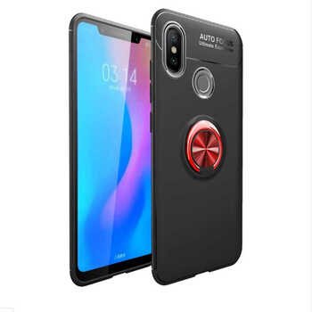 Microsonic Xiaomi Redmi Note 7 Kılıf Kickstand Ring Holder Siyah Kırmızı