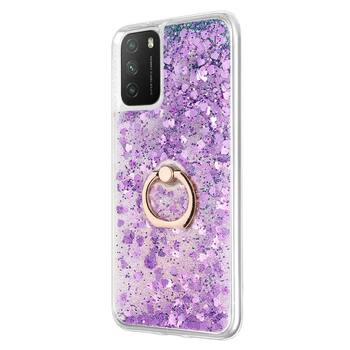 Microsonic Xiaomi Poco M3 Kılıf Glitter Liquid Holder Mor