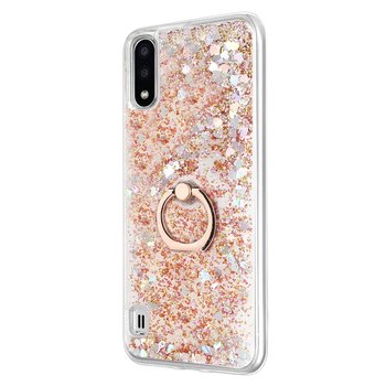 Microsonic Samsung Galaxy A01 Kılıf Glitter Liquid Holder Gold