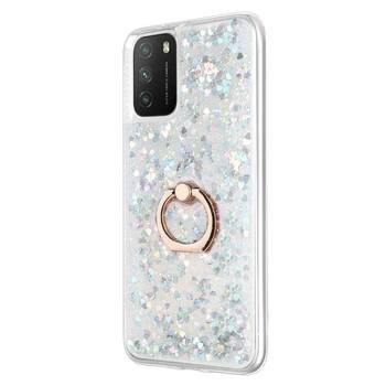 Microsonic Xiaomi Poco M3 Kılıf Glitter Liquid Holder Gümüş