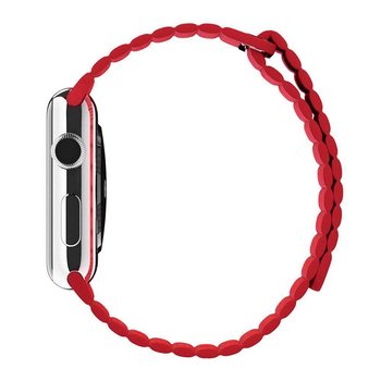 Microsonic Apple Watch Series 5 44mm Twist Leather Loop Kordon Kırmızı