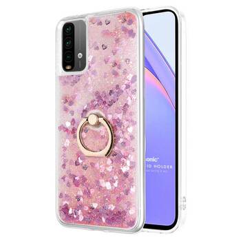 Microsonic Xiaomi Redmi Note 9 4G Kılıf Glitter Liquid Holder Pembe