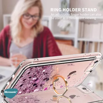 Microsonic Apple iPhone 17 Kılıf Glitter Liquid Holder Pembe