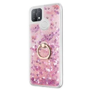 Microsonic Oppo A15 Kılıf Glitter Liquid Holder Pembe