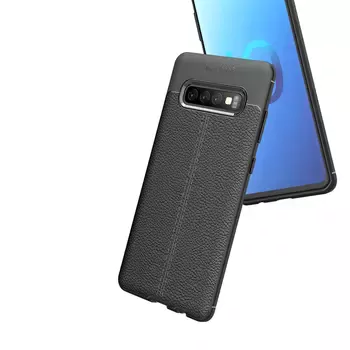 Microsonic Samsung Galaxy S10 Plus Kılıf Deri Dokulu Silikon Kırmızı