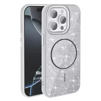 Microsonic Apple iPhone 15 Pro Max Kılıf GlamGrip Luxe Gümüş