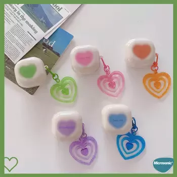 Microsonic Samsung Galaxy Buds FE Kılıf Süslü Renkli Kalp Desenli Pembe