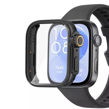 Microsonic Huawei Watch Fit 3 Kılıf Apple Watch Ultra Dönüştürücü Ekran Koruyucu Kasa Siyah