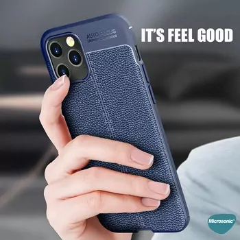 Microsonic Apple iPhone 17 Pro Max Kılıf Deri Dokulu Silikon Siyah