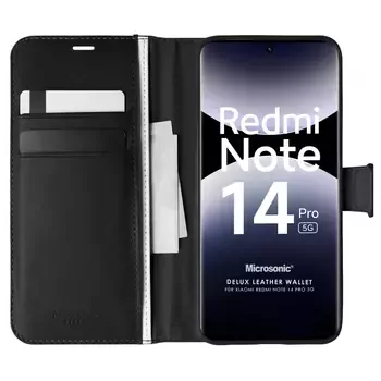 Microsonic Xiaomi Redmi Note 14 Pro 5G Kılıf Delux Leather Wallet Siyah