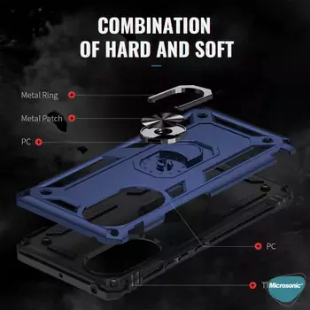 Microsonic Huawei Nova 9 SE Kılıf Military Ring Holder Lacivert