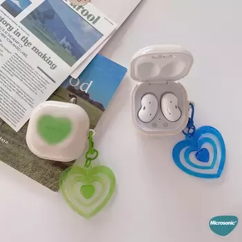 Microsonic Samsung Galaxy Buds 2 Pro Kılıf Süslü Renkli Kalp Desenli Turuncu