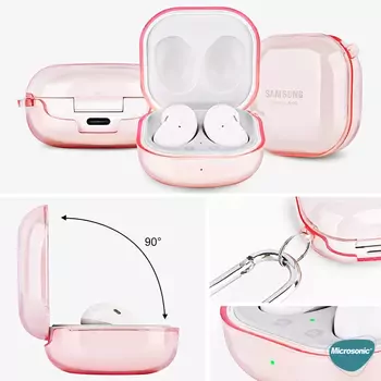 Microsonic Samsung Galaxy Buds FE Kılıf Askı Aparatlı Transparan Silikon Pembe