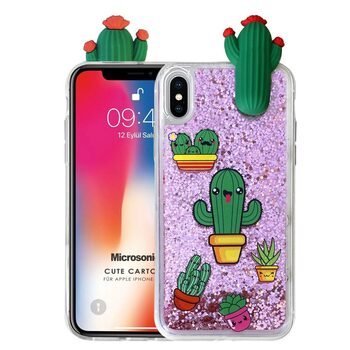 Microsonic Apple iPhone X Kılıf Cute Cartoon Kaktüs