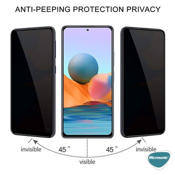 Microsonic Xiaomi Redmi Note 10S Invisible Privacy Kavisli Ekran Koruyucu Siyah