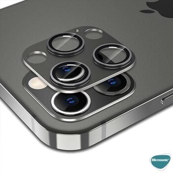 Microsonic Apple iPhone 13 Pro Max V2 Kamera Lens Koruyucu Gümüş