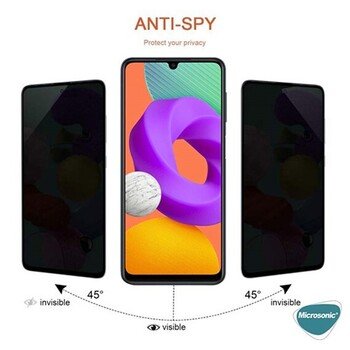 Microsonic Samsung Galaxy M22 Invisible Privacy Kavisli Ekran Koruyucu Siyah