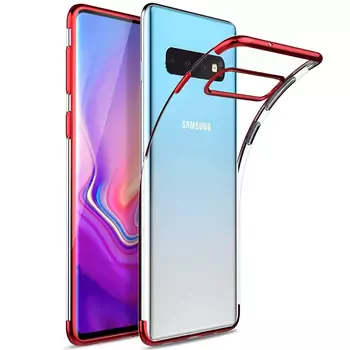 Microsonic Samsung Galaxy S10 Kılıf Skyfall Transparent Clear Kırmızı