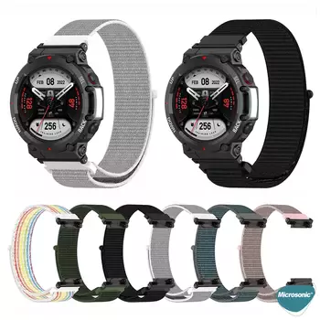 Microsonic Amazfit T-Rex 2 Hasırlı Kordon Woven Sport Loop Beyaz