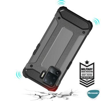 Microsonic Oppo Reno 5 Lite Kılıf Rugged Armor Gümüş