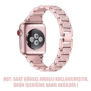 Microsonic Apple Watch Series 5 44mm Metal Dressy Jewelry Kordon Rose Gold