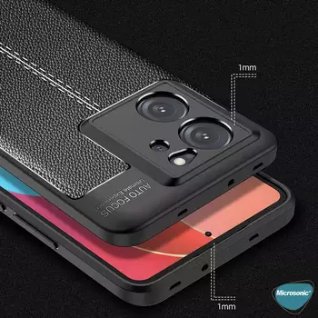 Microsonic Xiaomi Mi 13T Pro Kılıf Deri Dokulu Silikon Lacivert