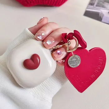 Microsonic Samsung Galaxy Buds Core Kılıf Süslü Kalp Desenli Kırmızı