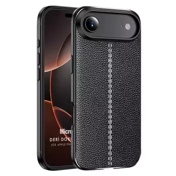 Microsonic Apple iPhone 17 Air Kılıf Deri Dokulu Silikon Siyah