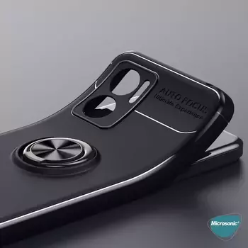 Microsonic Xiaomi Redmi Note 11E Kılıf Kickstand Ring Holder Siyah Mavi