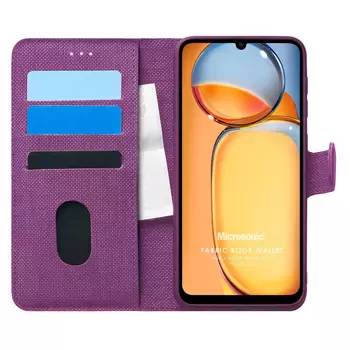 Microsonic Xiaomi Poco C65 Kılıf Fabric Book Wallet Mor