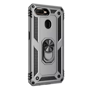 Microsonic Oppo F9 / F9 Pro Kılıf Military Ring Holder Gümüş