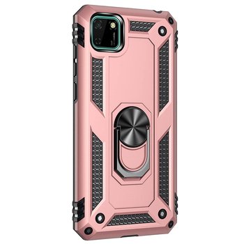 Microsonic Huawei Y5P Kılıf Military Ring Holder Rose Gold