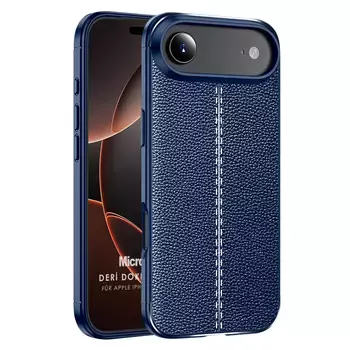 Microsonic Apple iPhone 17 Air Kılıf Deri Dokulu Silikon Lacivert
