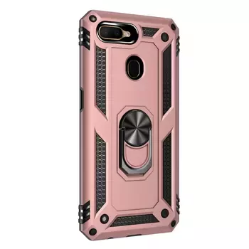 Microsonic Oppo AX7 Kılıf Military Ring Holder Rose Gold