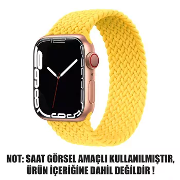 Microsonic Apple Watch Series 9 45mm Kordon, (Small Size, 127mm) Braided Solo Loop Band Sarı