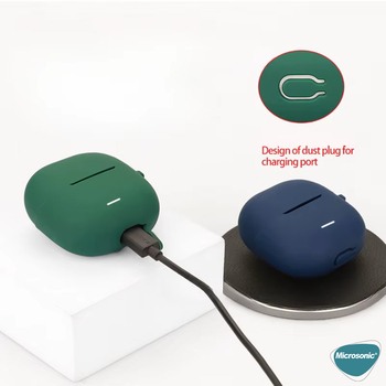 Microsonic Xiaomi Redmi Buds 8 Lite Kılıf Askılı Mat Silikon Beyaz