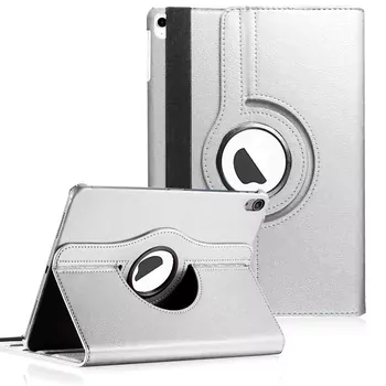 Microsonic Apple iPad Air 13 2025 Kılıf (A3268-A3269) 360 Rotating Stand Deri Gümüş