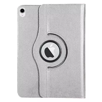 Microsonic Apple iPad Air 13 2025 Kılıf (A3268-A3269) 360 Rotating Stand Deri Gümüş