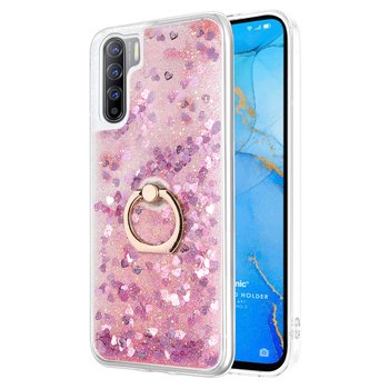 Microsonic Oppo A91 Kılıf Glitter Liquid Holder Pembe