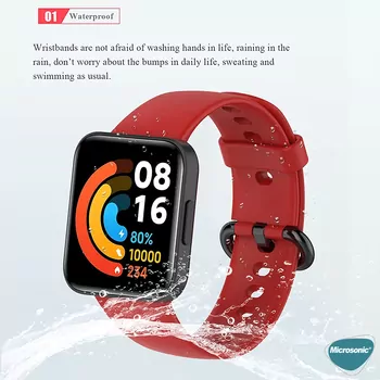 Microsonic Xiaomi Poco Watch Kordon, Silicone Sport Band Su Yeşili